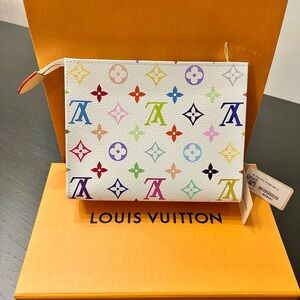 NEW 🩷 Louis Vuitton x Takashi Murakami White Multi Toiletry Pouch 19 *FULL SET*